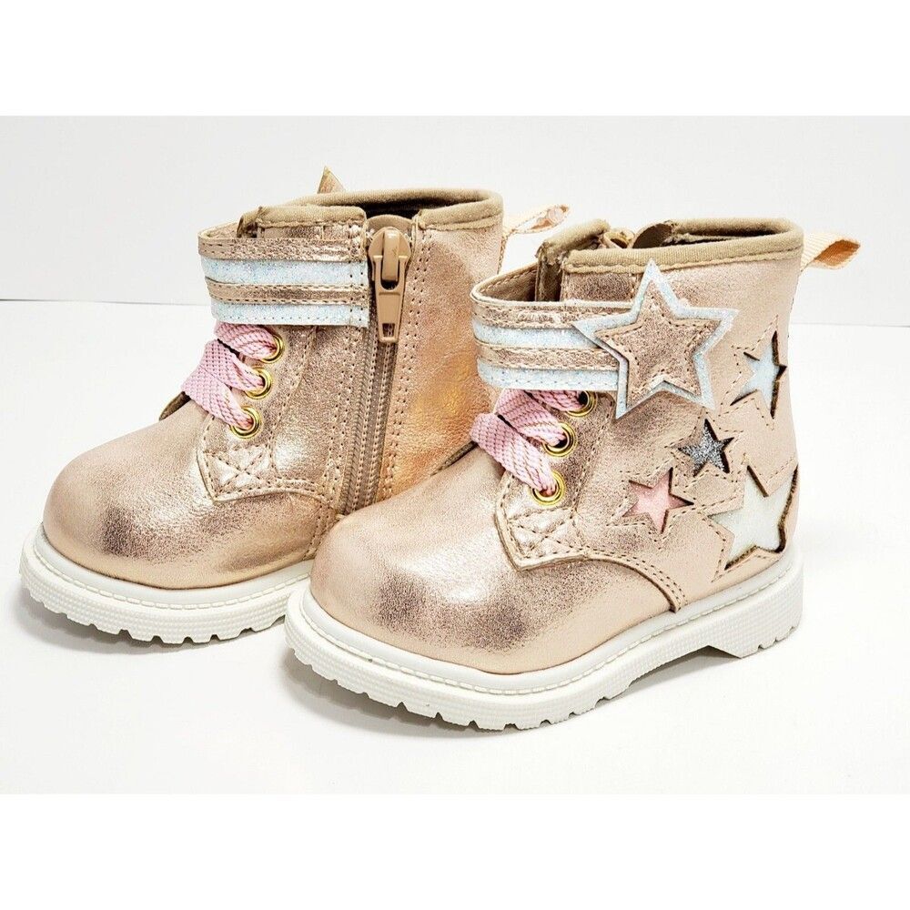 Infant Girl Combat Stars Boot Size 3 Side Zipper NWT